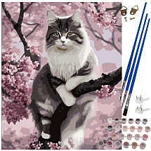 Complete Cat Paint by Numbers Kit - Relaxing DIY Acrylic Painting Set with Wooden Framed Canvas for All Ages - 40x50cm