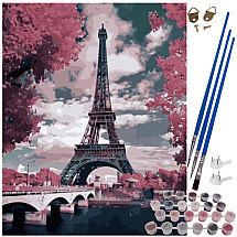 Acrylic Paint by Numbers Tower Kit with Canvas on Wooden Frame - DIY Art Set for Adults and Children