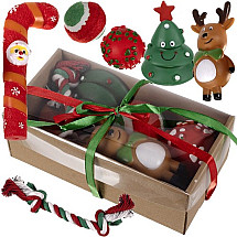 Deluxe Christmas Dog Toy Gift Set: 6 Premium Quality, Holiday-Themed, Durable and Fun Dog Toys for Mental & Physical Stimulation