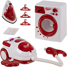 3-in-1 Interactive Household Appliances Playset: Realistic Washing Machine, Iron & Vacuum with Sound, Lights & Functionalities for Children's Pretend Play