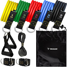 11-Piece High-Resistance Fitness and CrossFit Exercise Band Set with Diverse Mounting Options and Robust Metal Connections