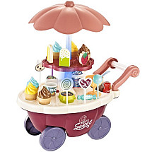 Interactive Kids Pretend Ice Cream Shop Playset with Stroller and 36 Accessories for Creative and Educational Play