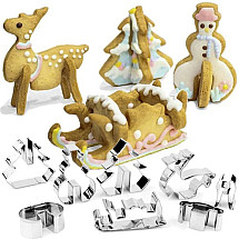 3D Christmas Cookie Cutter Set - Stainless Steel Holiday Baking Molds for Gingerbread, Cake, Pastry, Clay Crafts