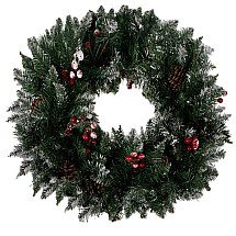 Festive Cream Christmas Wreath with Snow, Universal Indoor/Outdoor Decorative Accessory for Door, Balcony, Living Room