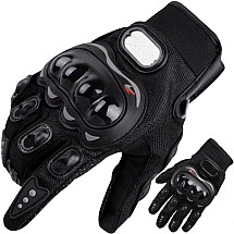 Extra-Large Black Motorcycle Gloves with Adjustable Cuffs and Enhanced Grip - Durable Nylon Protection for Bikers, Cyclists, and ATV Riders