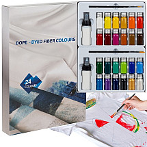 24-Color Acrylic Fabric & Clothing Paint Set, 10ml Tubes with Brushes & Regulators - Mixable, Waterproof, Non-Toxic Paints for Versatile Use