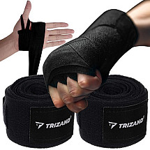 Boksa saites (4 m, 2 gb) - Trizand BOXING BANDAGES 23015, augstas kvalitātes kokvilna, melnas.
