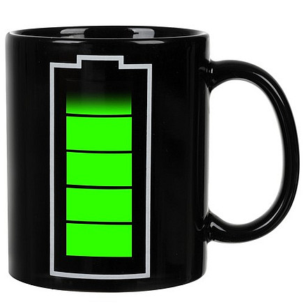 Thermosensitive 330ml Magic Battery Coffee Mug - High-Quality Ceramic, Heat Reactive Design, Safe and Durable Gift Item