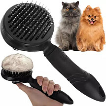 Ergonomic Universal Self-Cleaning Pet Hair Brush - Effective Fast-Clean Feature for Dogs, Cats & More - Non-Slip, Comfortable Handle