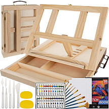 47-Piece Portable Painting Kit with Convertible Easel and Suitcase - All-In-One Art Set, Perfect for Beginners and Professionals, Ideal Gift for Art Enthusiasts