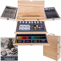 83-Piece Complete Painting Set with Portable Suitcase, Easel, and Various Art Supplies - High-Quality Wooden Storage Box with Practical Organizing Compartments