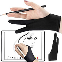 Universal All-Surface Graphic Tablet Drawing Glove in Medium Size for Enhanced Precision and Comfort, Anti-Smudge Lycra Material - Black