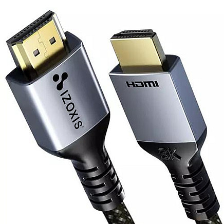 Izoxis 8K HDMI кабель 2.1 высокоскоростной, 200 см, не спутывается и усилен, совместим со всеми устройствами HDMI для бесперебойной передачи аудио и видео