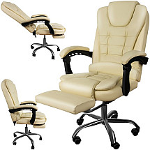 Office chair with footrest - white