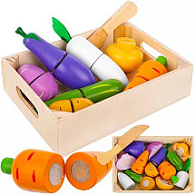 Wooden fruits and vegetables cutting set