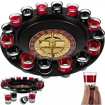 Alcohol roulette, table spele, alko, 16 shots, glasses