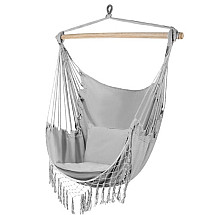 Brazilian hanging hammock-chair with cushions, gray