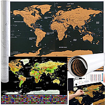 World map - scratch card with flags + accessories