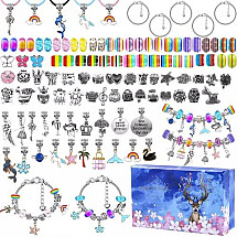 DIY Kids' Jewelry Making Kit - Colorful Pendant & Bead Set for Bracelets & Necklaces - Creative Learning & Play Crafts Set - Compact Storage Box Included