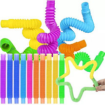 10-Piece Interactive Sensory Tubes Set - Multicolor Plastic Play & Learn Tubes for Motor Skills Development, Stress Relief & Fun – Educational & Relaxation Toy for Kids and Adults