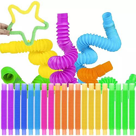 20-Piece Multifunctional Sensory Tubes Set - Stress Relief and Educational Toy for Kids and Adults, Multiple Colors