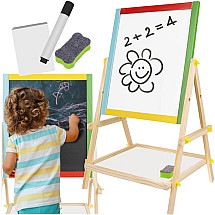 Koka divpusējā bērnu tāfele Kruzzel 23546, markieriem, krītiņiem, flomasteriem