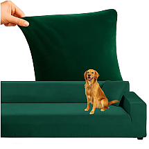 Elastīgs velūra stūra dīvāna pārvalks Ruhhy 26032, 145-185 cm, zaļš