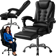 Grozaimais biroja krēsls ar kāju balstu Malatec 26195, melns