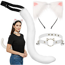 3-piece cat/fox costume, white, Ruhhy 26584