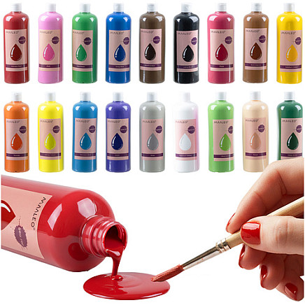 Poster paints - set of 18 pcs x 500 ml Maaleo 26341