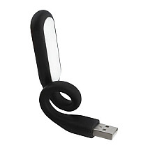 Elastīga melna USB LED lampa ar vēsu baltu silikona gaismu - kompakts, pārnēsājams USB apgaismojums portatīvajam datoram