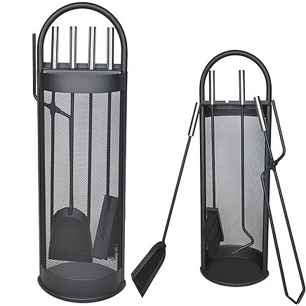 Kamīna Krāsns Piederumu Rīku Aksesuāru Komplekts 5 gb., Melns