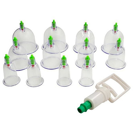 Fireless Chinese Vacuum Cupping Set - 12 PC Massage Cupping Therapy Kit for Full Body Relief