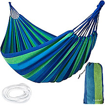 Durable Double Cotton-Polyester Garden Hammock - Portable, Easy-to-Install, 150kg Capacity for Outdoor Relaxation