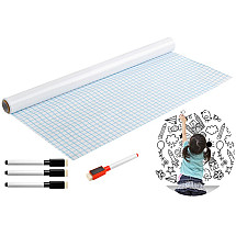 Versatile White Self-Adhesive Dry-Erase PVC Board with Eraser Markers - Clean and Easy Usage for Home, Office and Conference Rooms