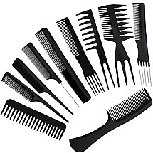 10-Piece Professional Hair Styling Comb Set - Heat Resistant with Safe Hair Care Technology and Convenient Storage Case, Black