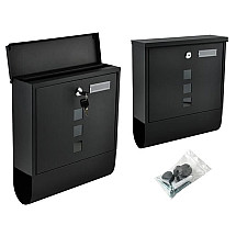 Black Weatherproof Mailbox with Lock, Newspaper Slot, and Installation Kit - Durable Outdoor Letterbox with Dual-Keys