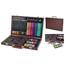 Professional Wooden Art Set, 81-Piece Drawing & Painting Kit with Portable Suitcase - All-in-One for Artist Enthusiasts & Beginners - Oil Pastels, Watercolors, Felt-Tips, Crayons & More