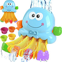 Interactive Octopus Waterfall Bath Toy with Suction Cups, Colorful Sprinklers and Cups for Toddlers 12+ months