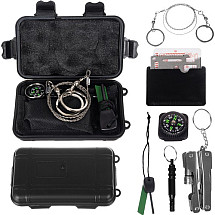 Compact 7-in-1 Survival Kit with Multitool, Compass, and Waterproof Case - Ideal for Outdoor Adventures and Expedition Gifts