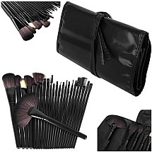 24-Piece Eco-Friendly Makeup Brush Set with Anti-Allergy Synthetic Bristles and Portable Hanging Case