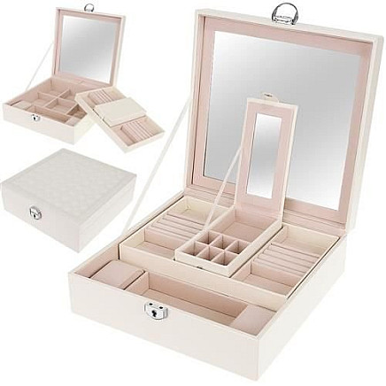 Beautylushh Deluxe Travel-Friendly Jewelry Case with Lock & Mirror - Multi-compartment, Protective PU Material