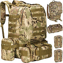 45L Waterproof Military Backpack with Detachable Panniers and Quick Release System - Durable Nylon Polyester, MOLLE-Ready