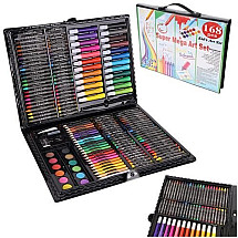 Comprehensive 168-Piece Art Creatives' Suitcase: Portable Complete Drawing & Painting Kit for All Ages