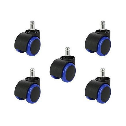 5-Piece Scratch-Free & Quiet Universal Office Chair Rubber Wheels - Blue, Easy Install, Floor-Safe