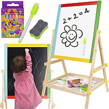 Versatile 2-in-1 Wooden Educational Blackboard for Kids with Practical Storage Shelf - Stimulates Creativity, Improves Motor Skills & Enhances Concentration - Ideal Gift for Toddlers 3+