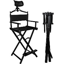 Portable Director's Makeup Chair with Comfort Headrest - Durable Aluminium & Oxford Fabric, Water-Proof, Foldable, 140kg Capacity - Ideal for Beauty Salons & Film Sets