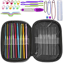 Complete 50-Piece Crochet Kit with Ergonomic Hooks, Eco-Leather Case - Ideal for Beginners to Advanced, Portable Crocheting Set