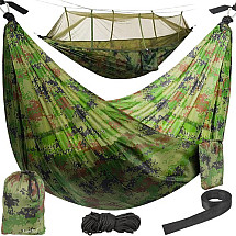 Сверхлегкий гамак Santiago Army Travel Hammock с москитной сеткой и сумкой для переноски - прочный, удобный и компактный кемпинговый инвентарь