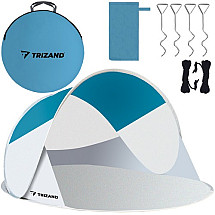 UV & Wind-Protective Lightweight Fiberglass Beach Tent 220x120x90 - Pop Up, Kids-Friendly, Sand-Proof, Easy Set Up & Carry